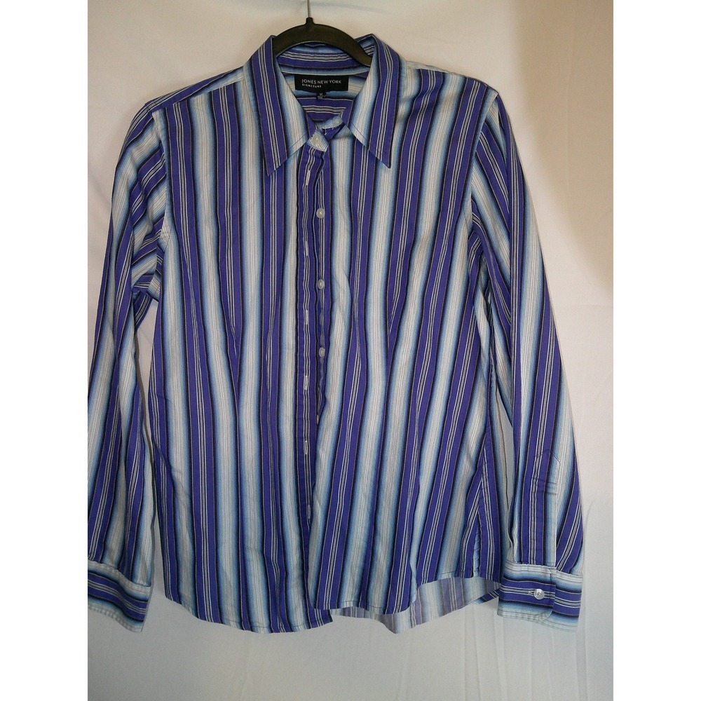 Jones New York Signature‎ Striped Button Down Shirt, Women's Medium